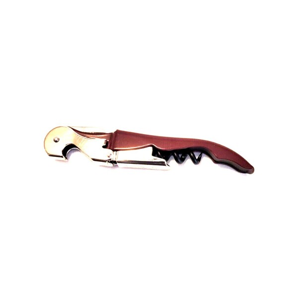 Burgundy Metal Corkscrew Doubled Hinged Waiters Wine Bottle Opener Foil Cutter - Picture 3 of 6